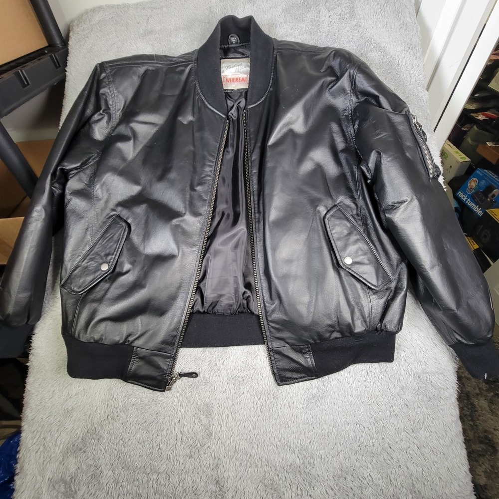 Micheal Hoban US Army Leather Jacket - Mens XL  Bomber - Zip Up